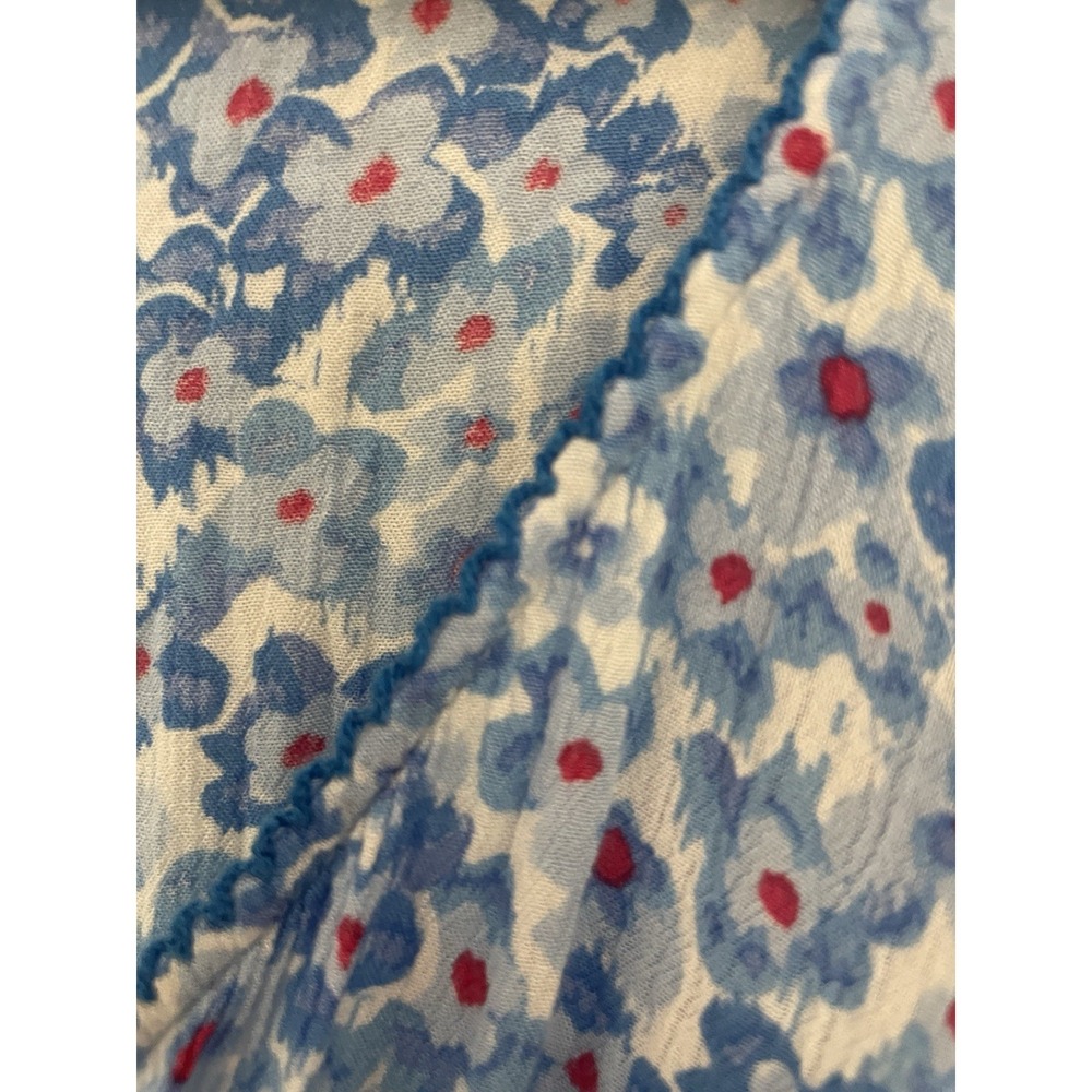 Poupette St Barth Blue Floral Ruffle Trim Mini Dress Small Festival Beachy Boho - Picture 8 of 8